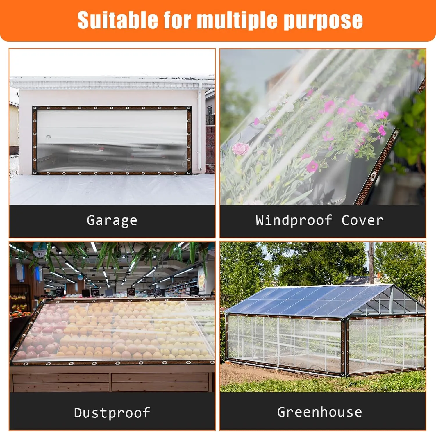 6.6x13 FT Clear Waterproof Tarps Heavy Duty Outdoor Garden Rainproof Covering,Clear Vinyl Tarp with Grommets,Transparent Waterproof Tarpaulin for Covering Henhouse Porch Canopy Plant Camping