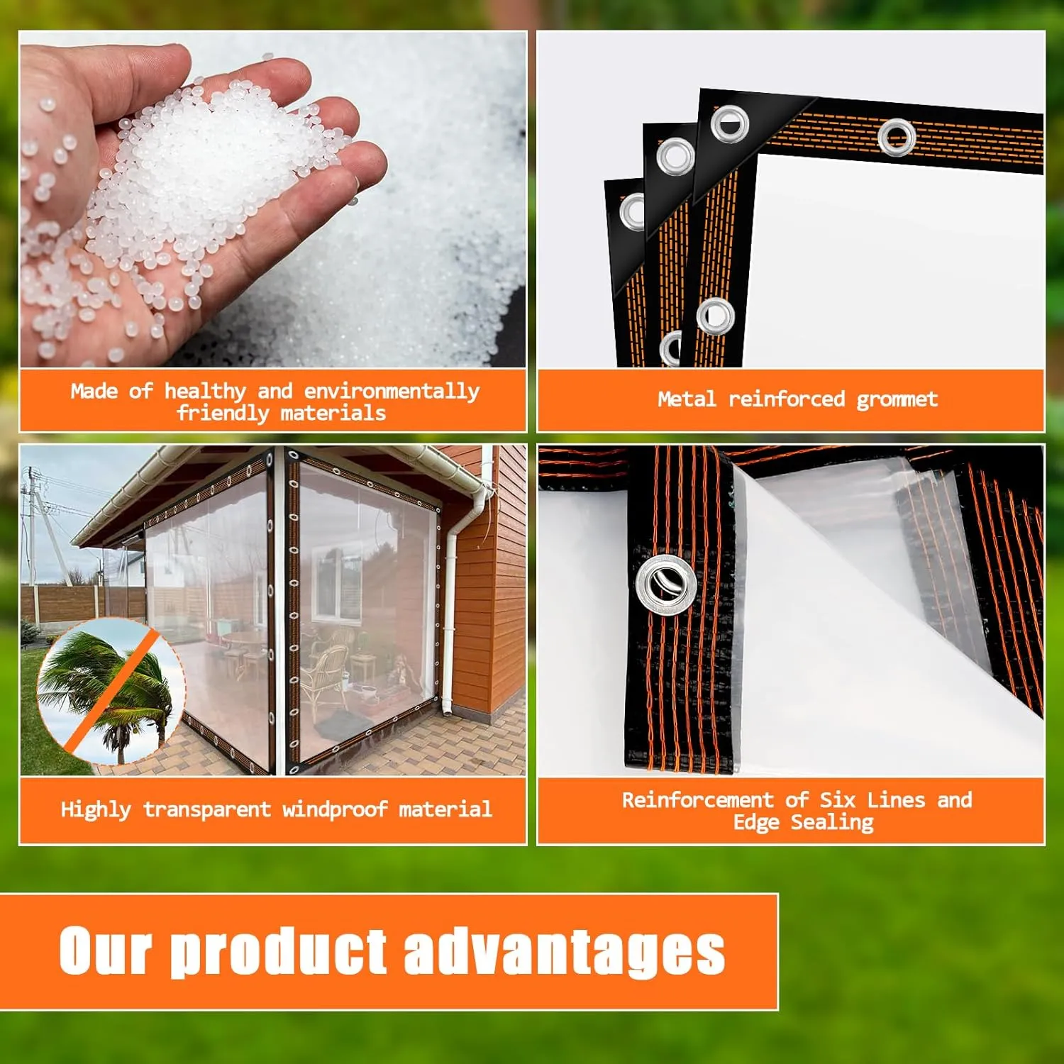 6.6x13 FT Clear Waterproof Tarps Heavy Duty Outdoor Garden Rainproof Covering,Clear Vinyl Tarp with Grommets,Transparent Waterproof Tarpaulin for Covering Henhouse Porch Canopy Plant Camping