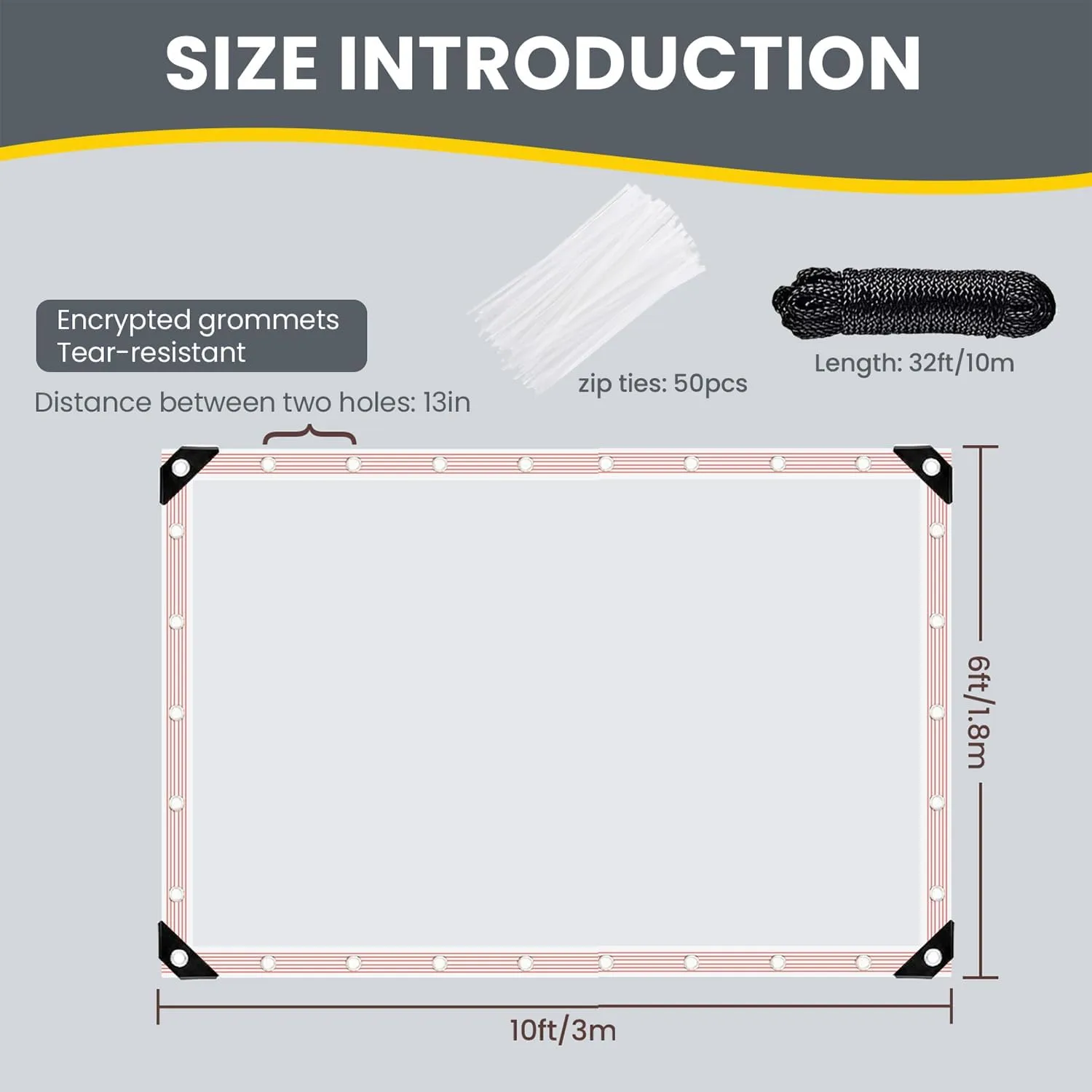 6X10FT Clear Waterproof Tarps(Increase Grommets,Windproof Rope  Ties) Poly Tarpaulin Outdoor Garden Rainproof Covering,Clear Vinyl Tarp with for Patio,for Covering Henhouse Porch Canopy Plant Camping