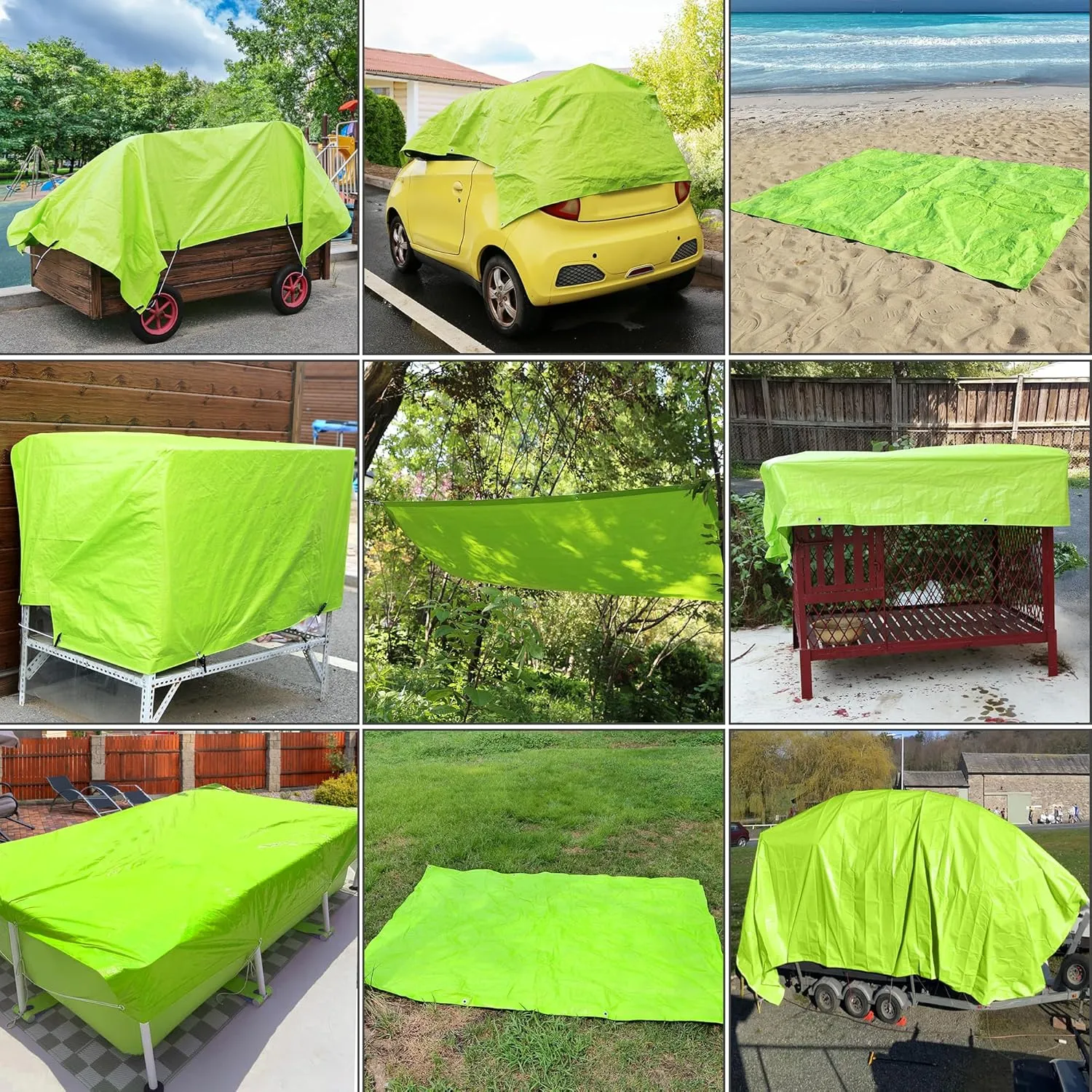 7 Mil Lime Green 10x12 Feet Tarp -Multifuctional Poly Tarp - Cover,Waterproof, UV Resistant, Weather Resistant