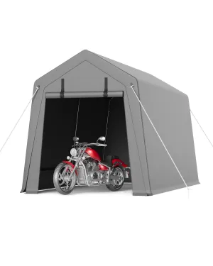 7 x 12 ft Portable Carport, Storage Shed with Heavy Duty Waterproof Tarp & 2 Roll-Up Zipper Doors, Ideal Tent for Motorcycles, Bikes, Garden Tools, and Firewood