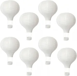 8PCS Hanging White Hot Air Balloon Paper Lanterns Set, 12 inch Reusable Derorative Chinese Japanese Party Ball Lamps for DIY Craft Lantern Home Decor Party Decoration Gift