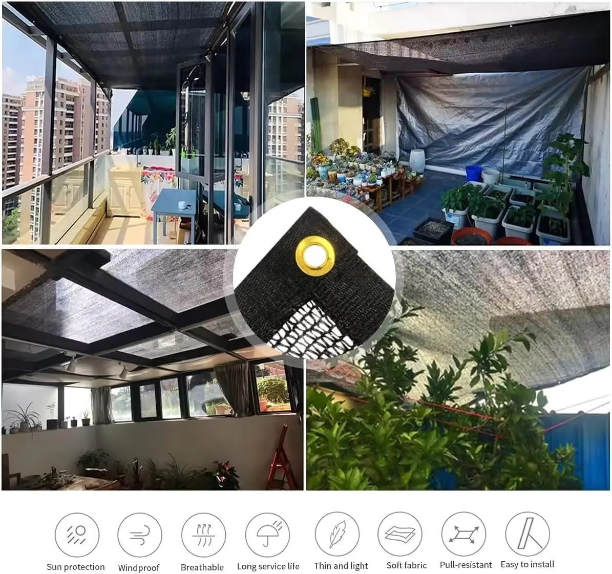 90% Black Shade Cloth, 8X20Ft Garden Sun Shade for Plant Cover, Outdoor Shade Netting with Grommets, Sunblock Mesh Tarp for Patio, Greenhouse, Pergola, Potted Plant, Chicken Coop