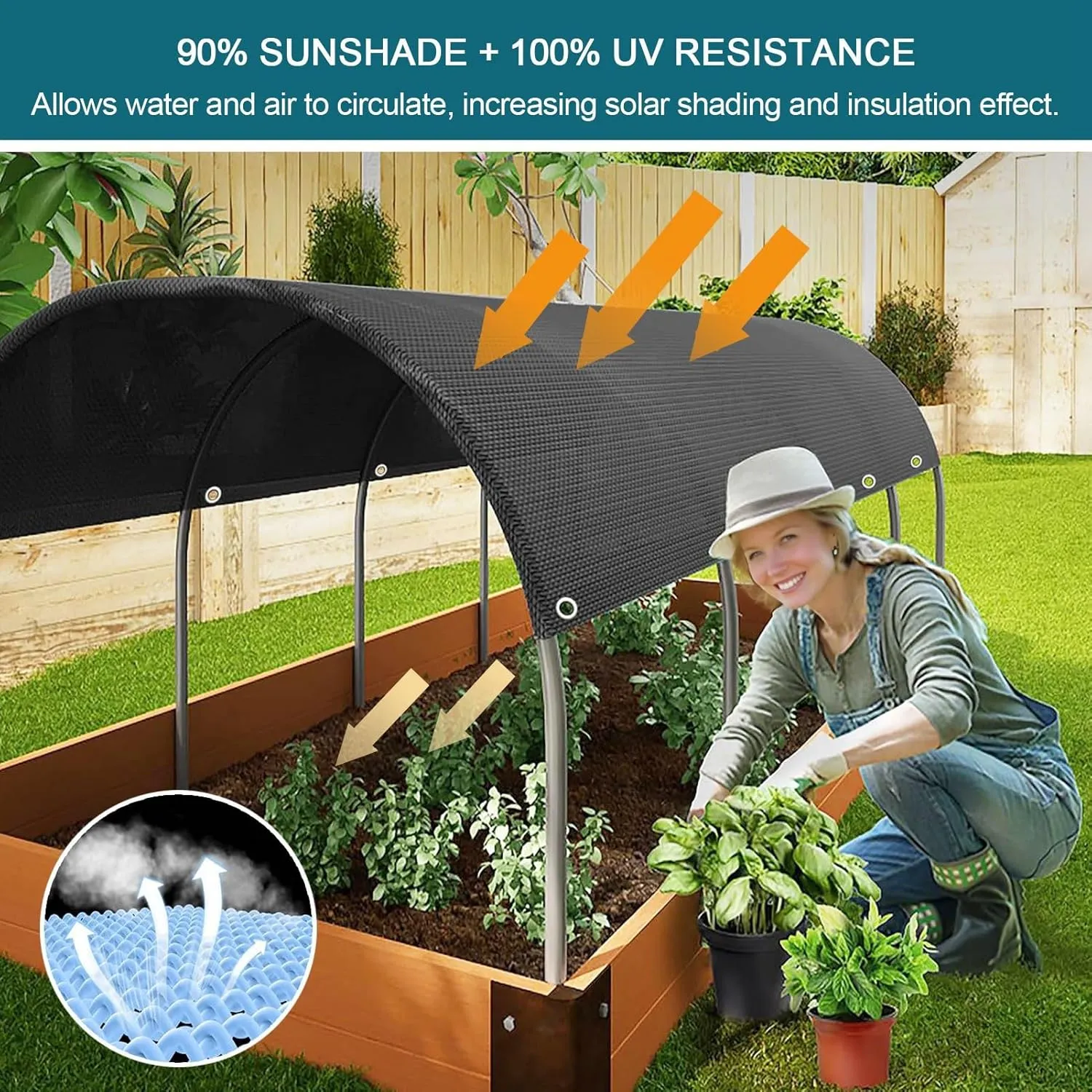 90% Shade Cloth, Resistant Sun Shade Net 10x20 FT Mesh Tarp with HDPE Material and Reinforced Grommets Shade Trap for Greenhouse, Plant, Pergola, Patio Sunshade,13x33ft/400x1000cm