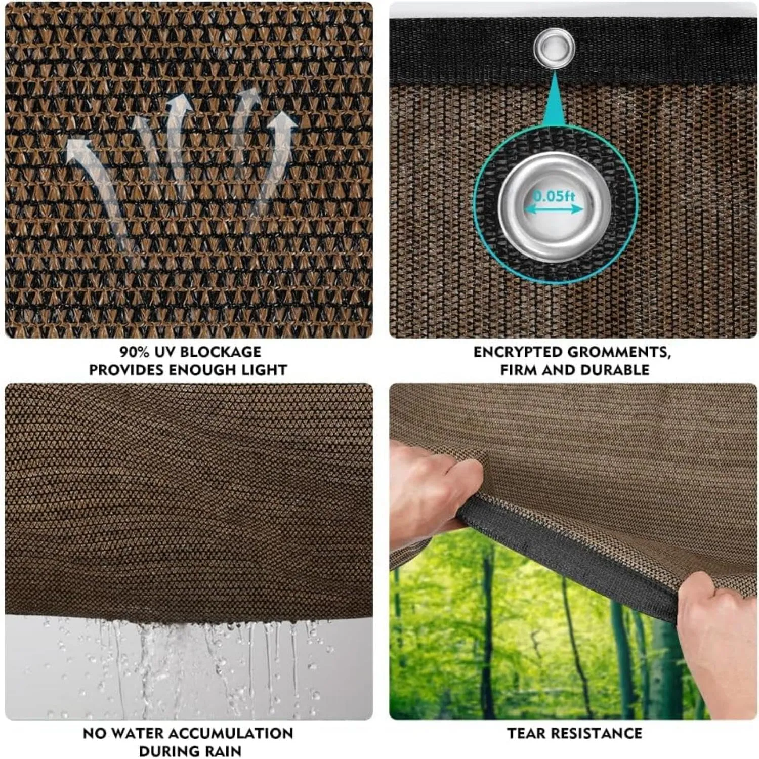 90% Sun Shade Cloth, Pergola Shade Cover Canopy, Mesh Tarp Sun Screens for Patio, Outdoor, Garden, Backyard (6 X 10 FT)