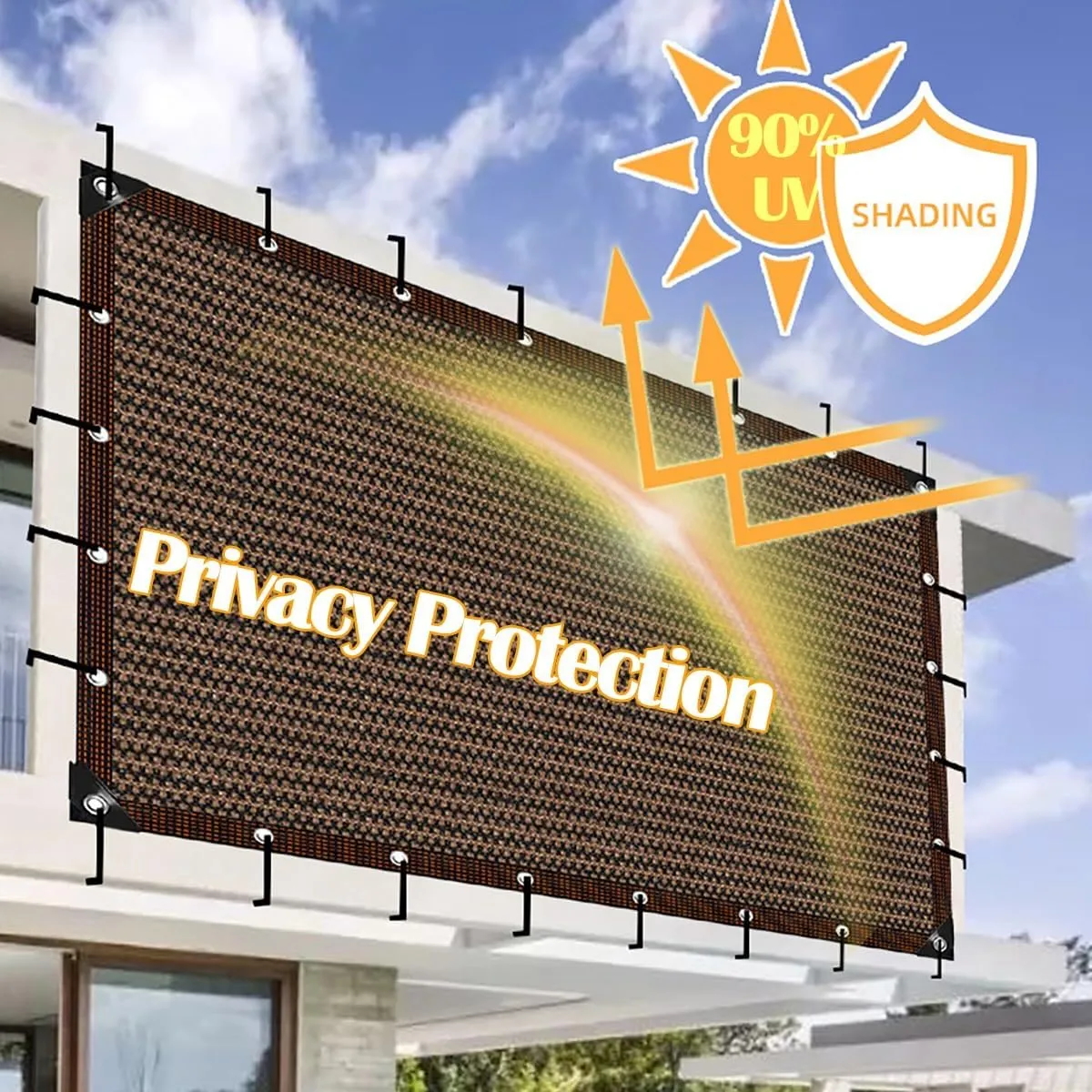 90% Sunblock Shade Cloth, Garden Outdoor Shade Fabric HDPE Mesh Tarp with Grommets,Rectangle Privacy Screen for Balcony, Terrace, Car Shading,Privacy Screen(3x6m / 10x20ft)