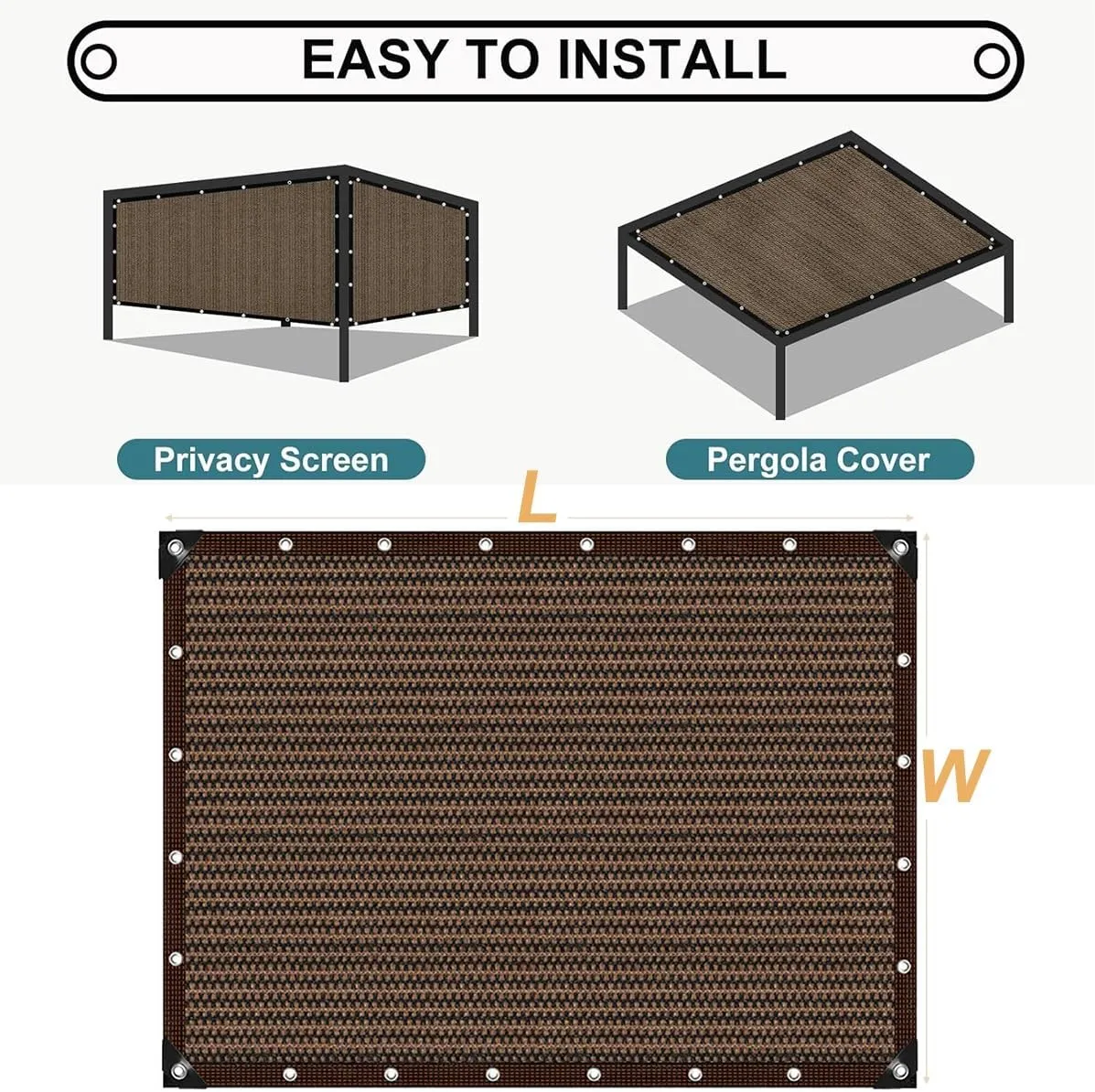 90% Sunblock Shade Cloth, Garden Outdoor Shade Fabric HDPE Mesh Tarp with Grommets,Rectangle Privacy Screen for Balcony, Terrace, Car Shading,Privacy Screen(3x6m / 10x20ft)