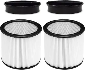 90304 Replacement Filter for Shop Vac 90304, 90350, 90333, 90585, 5 Gallon and Above Wet/Dry Vacuum Cleaners (2 replacement filter 2 lids)