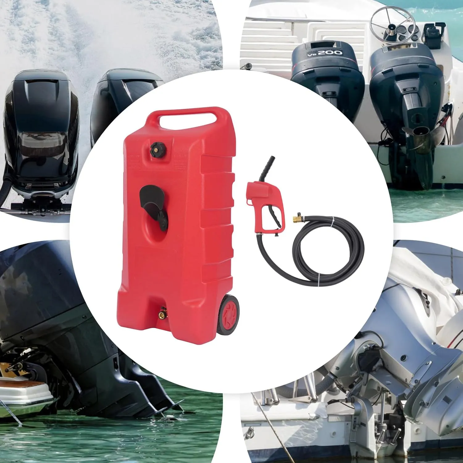 95 L 25.1 Gallon Boat Fuel Tank, Portable Outboard Marine Fuel Tank with Hose, Outboard Gas Tank for Outboard Boat Motors, 19.29'' x 12.99'' x 38.98''