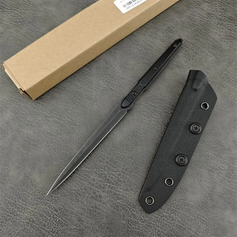 9.5in Tactical Fixed Blade Knife with Kydex Sheath,8Cr13Mov Steel Blade Aluminum Handle,Outdoor Survival Camping Fishing Hunting Knife Cutting Tool, Best Gifts for Men (Black)