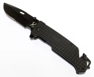9"TheBoneEdge Spring Assisted BLK Folding Spring Assisted Knife Handle Belt Clip