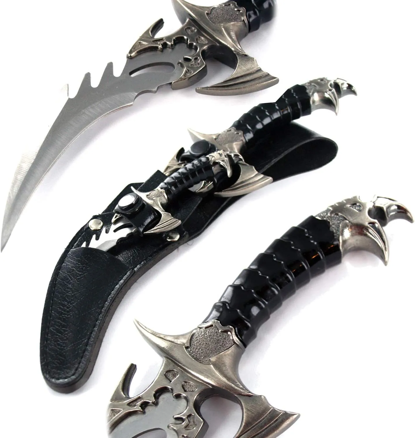 Ace Martial Arts Supply Draco Twin Fantasy Dagger Set, Silver