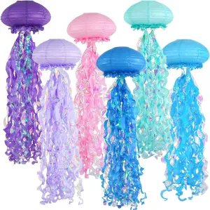 ADLKGG Jellyfish Paper Lanterns, Blue Pink Purple Under The Sea Party Decorations, Hanging Jelly Fish for Mermaid Ocean Themed Birthday Party Decorations, Baby Shower Classroom Decor, 6PCS