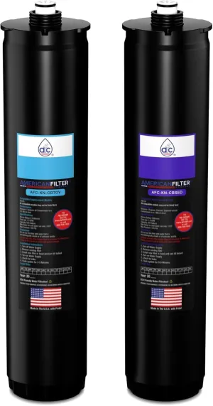 AFC™ Brand Model # AFC-KN-BP Water Filters, Compatible with Kinetico® KRO  VX, KRO  Deluxe VX Water Filter Cartridge Set (Part # 9307A & 9461A) Blue/Purple -Made in U.S.A. - 6 Month Pack