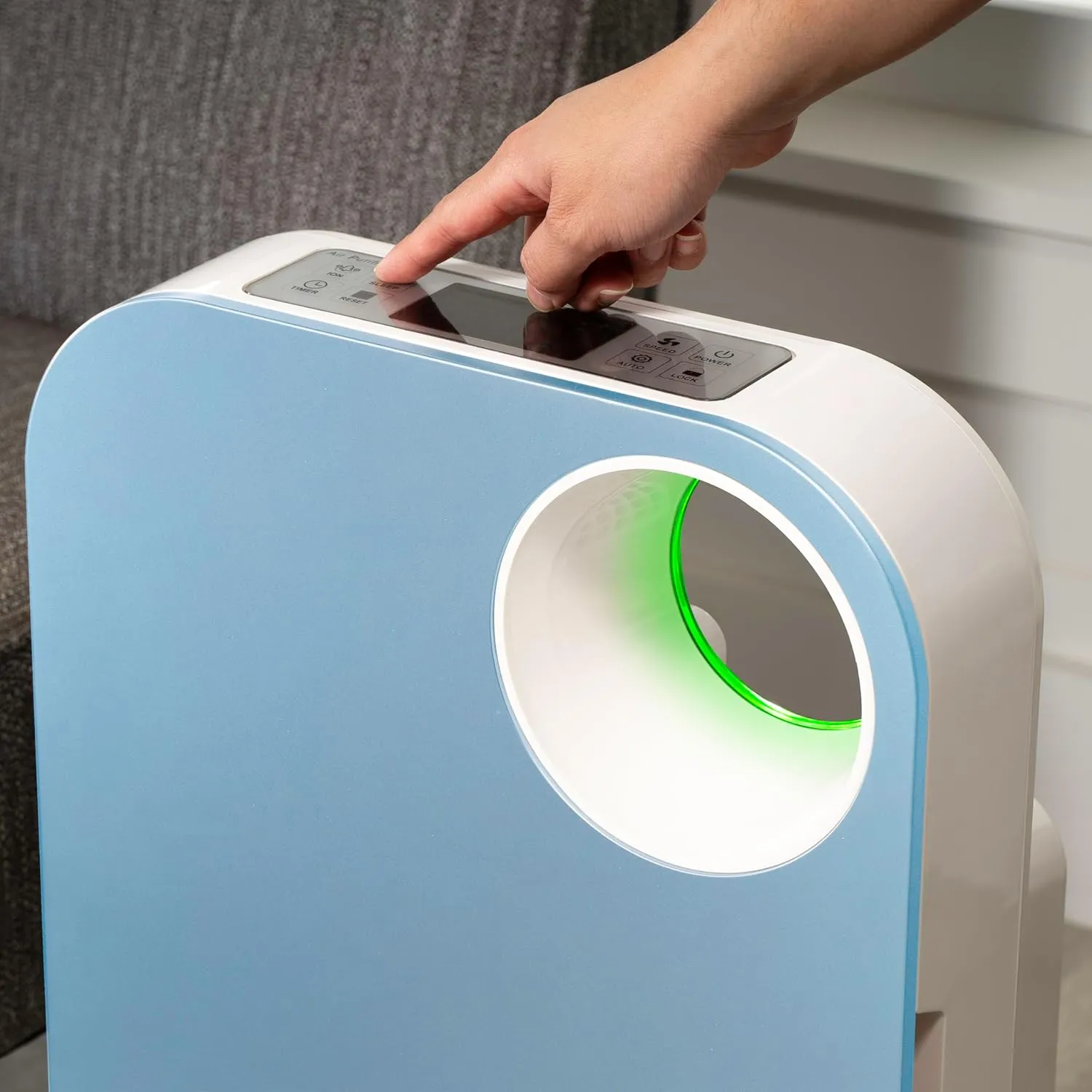 AIR1000F 3-Stage H13 True HEPA 5-in-1 Air Purifier for Rooms up to 600 sq. ft. reduces Pet Odor, Smoke, Crescent Beach Blue