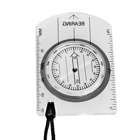 All-In-One Outdoor Hiking Camping Baseplate Compass Map Ruler - Mini Cute Stationery for School Supplies