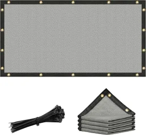 Amgo 5' x 12' Grey Custom Size Shade Cloth with Grommets - 90% Sunblock, Durable Mesh Fabric Tarp for Dog Kennel Cover, Fence Privacy Screen, Greenhouse, Chicken Coop & Pet Playpen