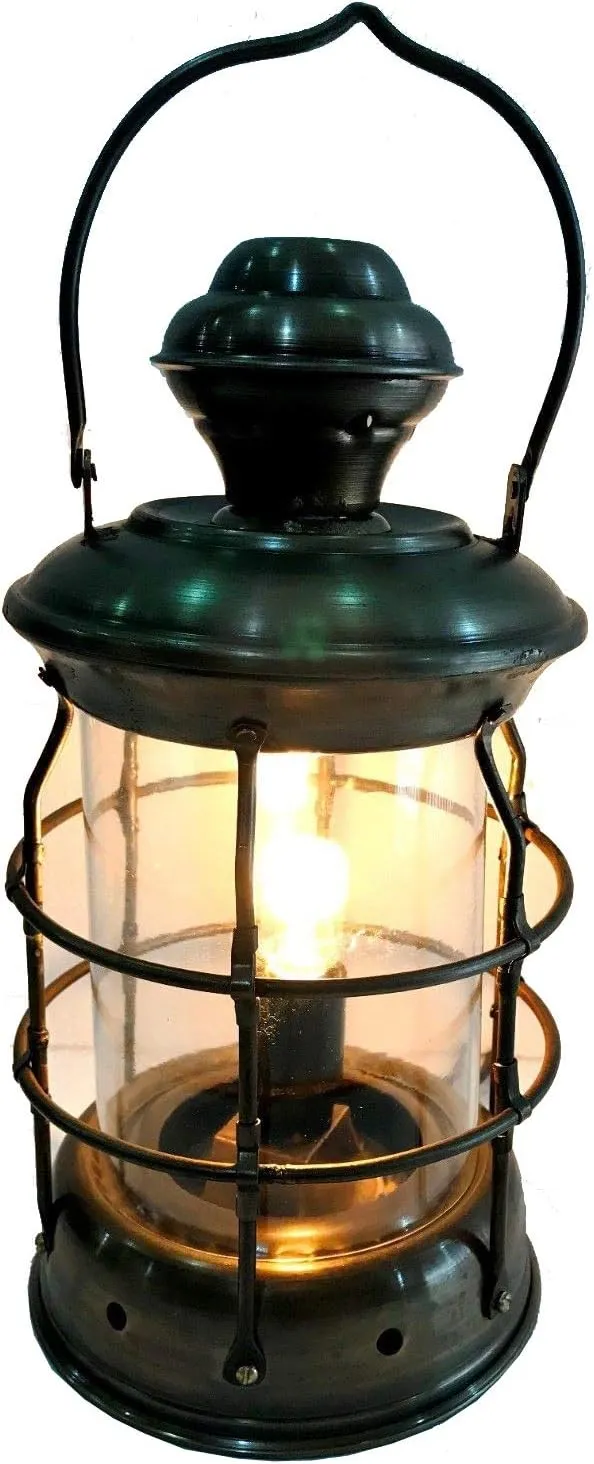 Antique Brass Lantern Electric Lamp Decorative Hanging Lantern Marine Ship Lamp Decor