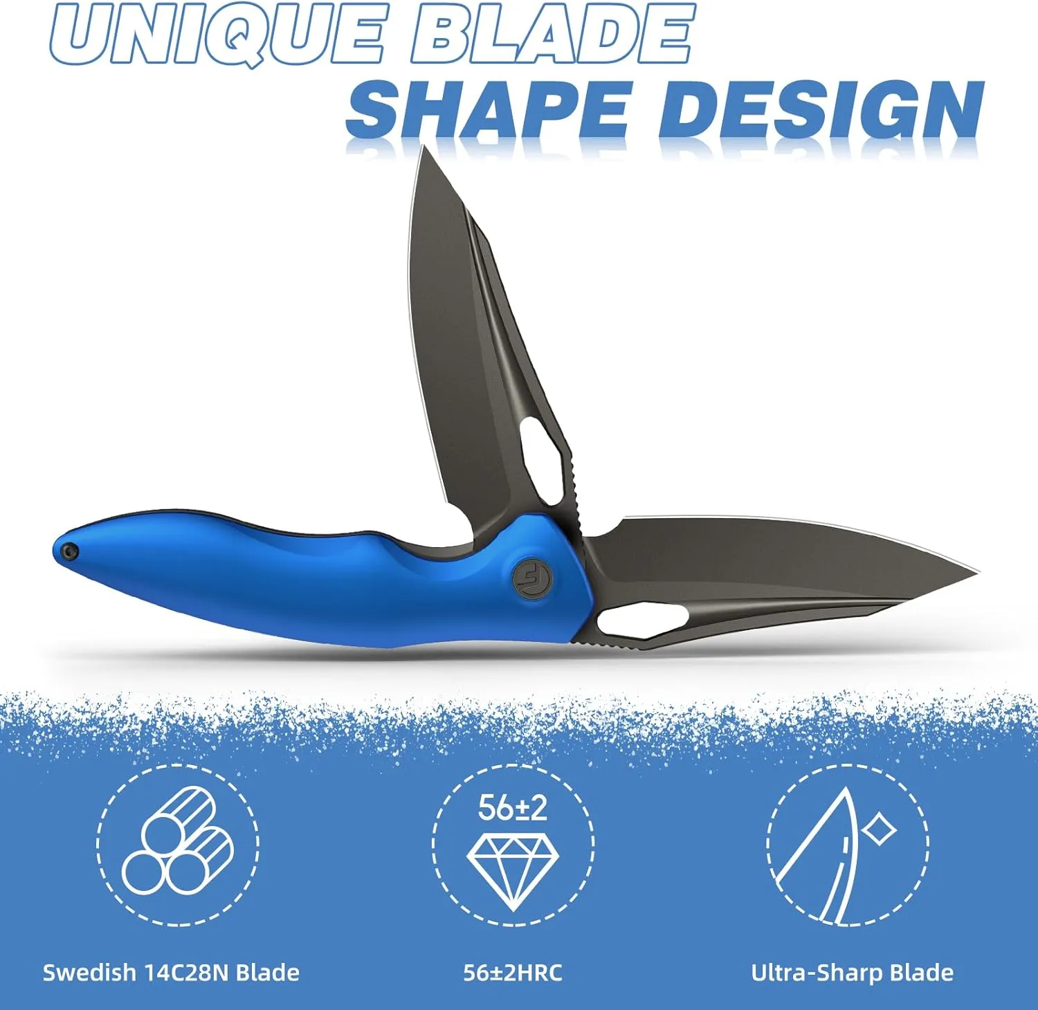 Apollo Pocket Knife, 3.3" 14C28N Blade Aluminum Alloy Handle Folding Knife with Liner Lock, EDC Knife with Pocket Clip for Camping, Survival, Hunting, Unique Gift for Men Women