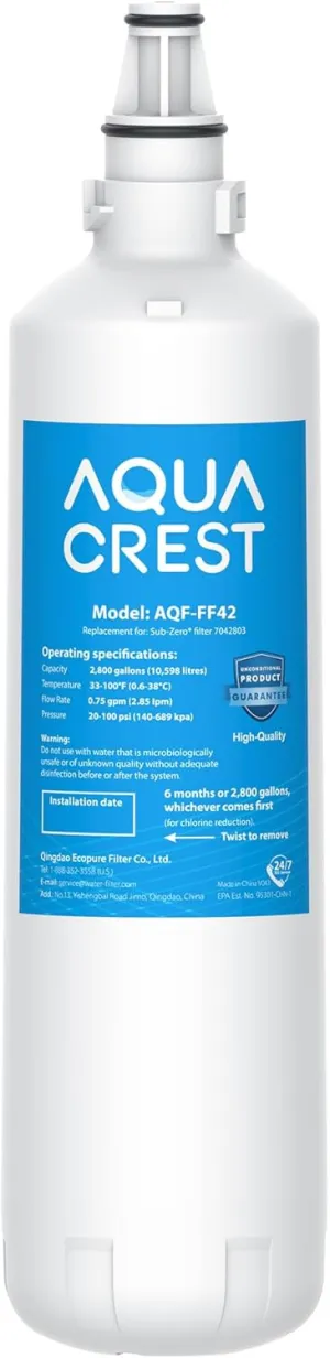 AQUA CREST 7012333/7042803 Ice Maker Water Filter, Replacement for Sub-Zero 7012333/7042803, UC-15, UC-15IP Ice Maker Water Filter, Manitowoc K00374, 1 Pack