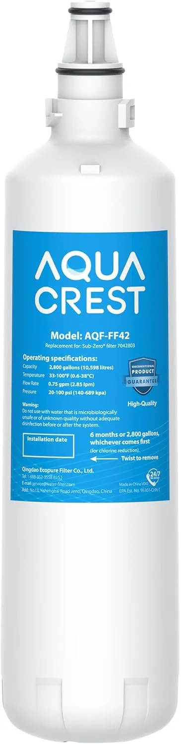 AQUA CREST 7012333/7042803 Ice Maker Water Filter, Replacement for Sub-Zero 7012333/7042803, UC-15, UC-15IP Ice Maker Water Filter, Manitowoc K00374, 1 Pack