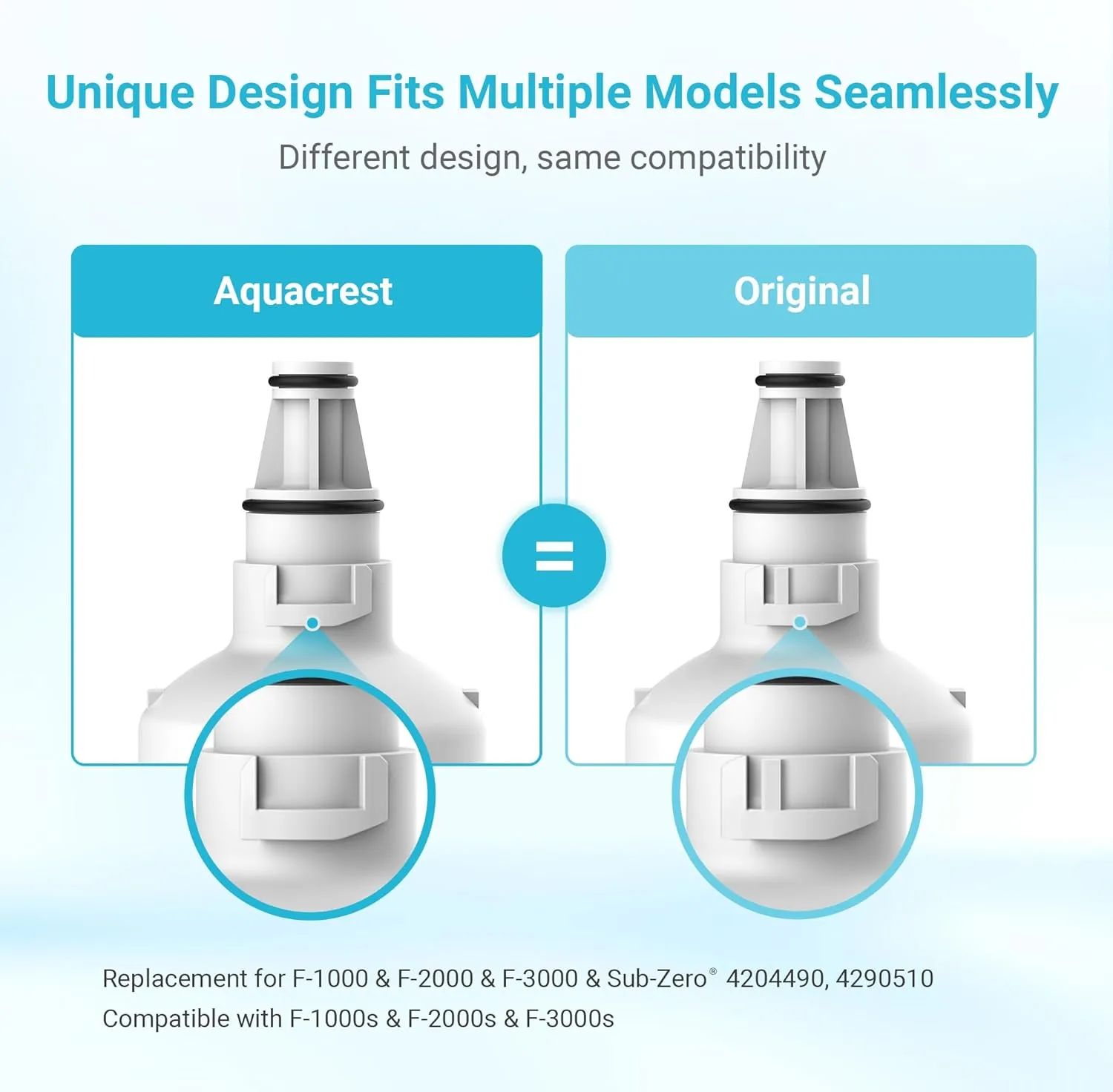 AQUA CREST F-1000, F-2000, 4204490 Sub Zero Water Filter Replacement for InSinkErator® F-1000,F-2000, F-3000, Sub-Zero 4204490,4290510 and AquaPure AP Easy C-Complete, Subzero Filter, NSF/ANSI 42