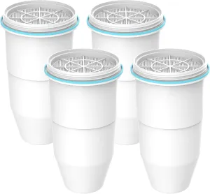 AQUA CREST Multiple-Stage Water Filters, Reduce TDS, Compatible with Water Pitcher and Dispenser, NSF/ANSI 42&372 Certified, Reduce Chlorine, 4 Pack