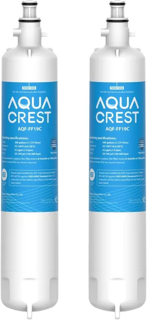 AQUA CREST Replacement for GE® RPWFE®, RPWF (with CHIP) Refrigerator Water Filter, Compatible with GYE22HMKES, GYS22GMNES, GYE22HBLTS, DFE28JSKSS, GFE28HMHES, GNE29GYNFS, 2 Filters
