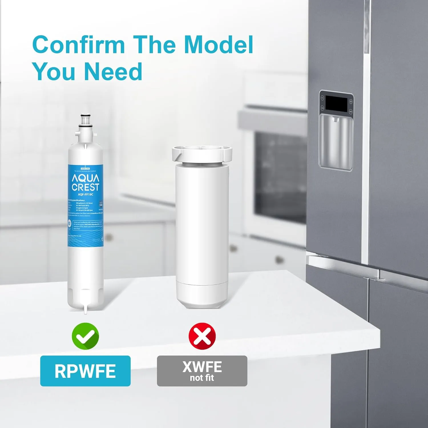 AQUA CREST Replacement for GE® RPWFE®, RPWF (with CHIP) Refrigerator Water Filter, Compatible with GYE22HMKES, GYS22GMNES, GYE22HBLTS, DFE28JSKSS, GFE28HMHES, GNE29GYNFS, 3 Filters