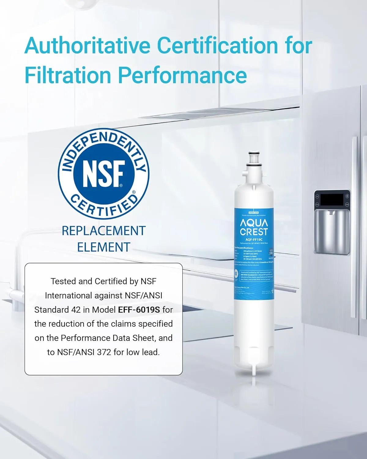 AQUA CREST Replacement for GE® RPWFE®, RPWF (with CHIP) Refrigerator Water Filter, Compatible with GYE22HMKES, GYS22GMNES, GYE22HBLTS, DFE28JSKSS, GFE28HMHES, GNE29GYNFS, 3 Filters