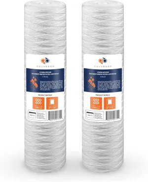 Aquaboon 1 Micron Whole House 20" x 4.5" String Wound Water Filter Replacement Cartridge for Well Water Compatible with SWC-25-2005, P5-20, 2-Pack