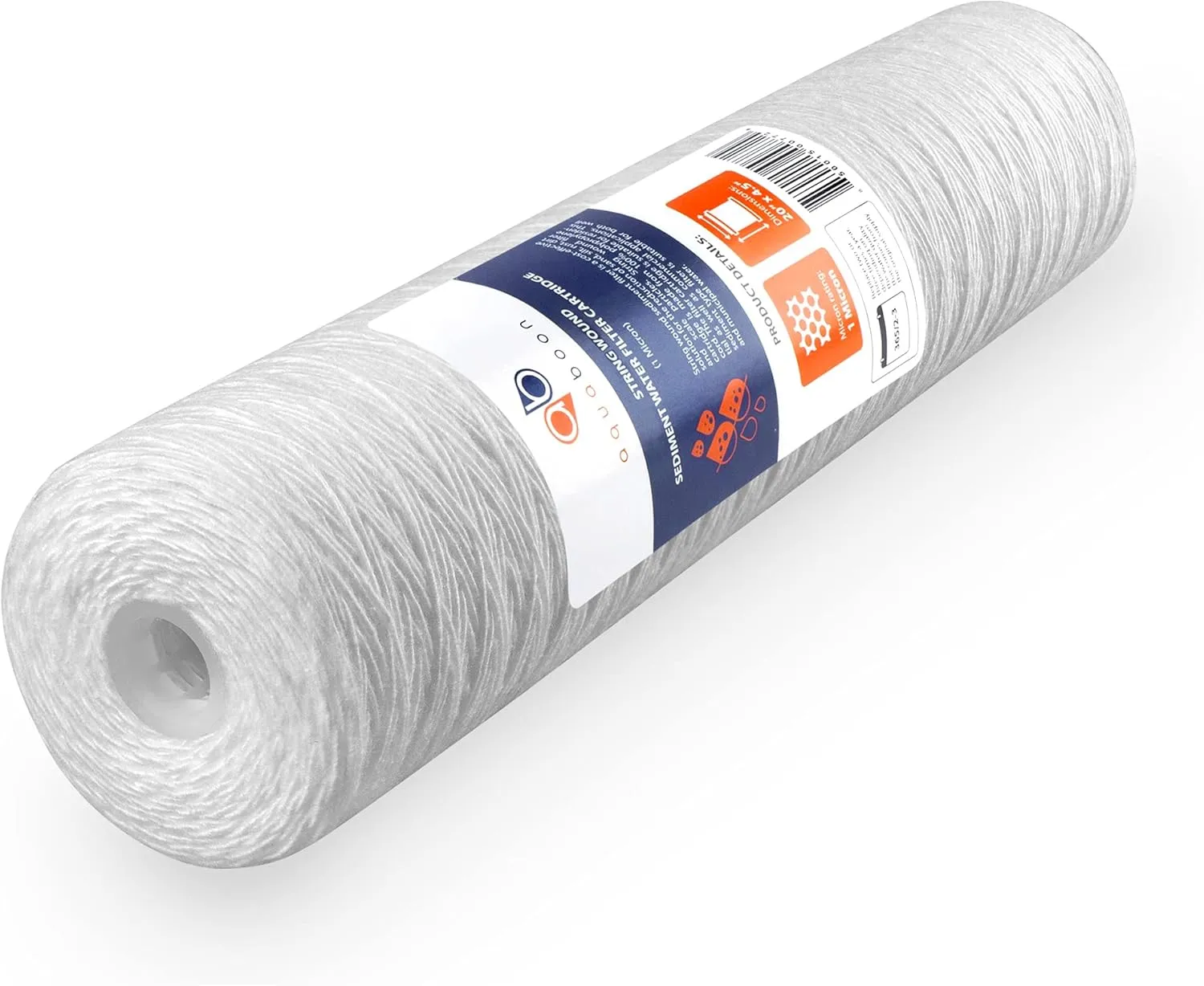 Aquaboon 1 Micron Whole House 20" x 4.5" String Wound Water Filter Replacement Cartridge for Well Water Compatible with SWC-25-2005, P5-20, 2-Pack