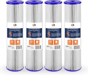 Aquaboon 1 Micron Whole House Pleated Sediment Water Filter Cartridge 20x4.5 Well Filter Replacement Compatible with ECP5-20BB, SPC-45-1005, 4 Pack