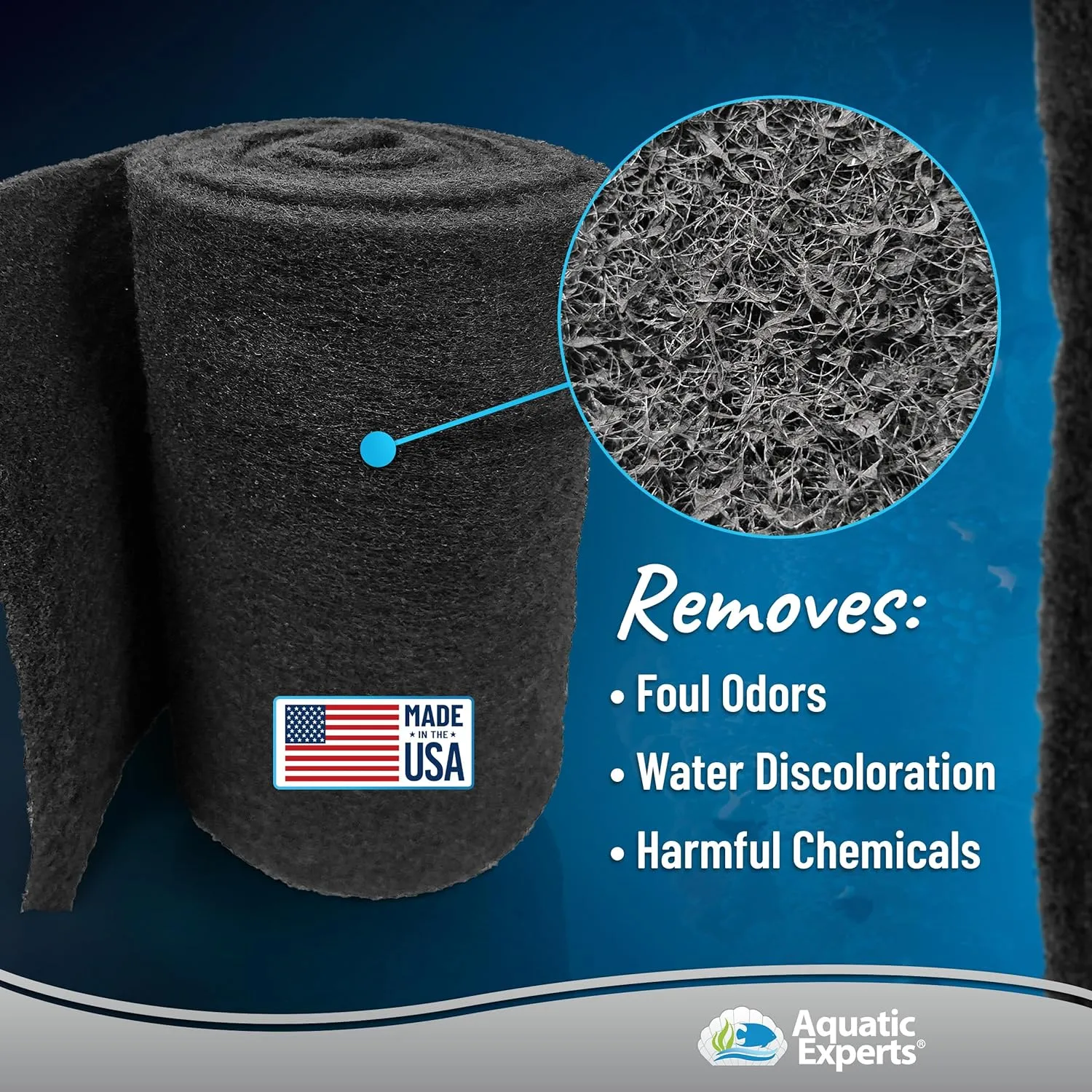 Aquarium Carbon Pad - Cut to Fit Carbon Infused Filter Pad Media for Crystal Clear Fish Tank and Ponds (10.5 Inch Width, 36 Inch Long)