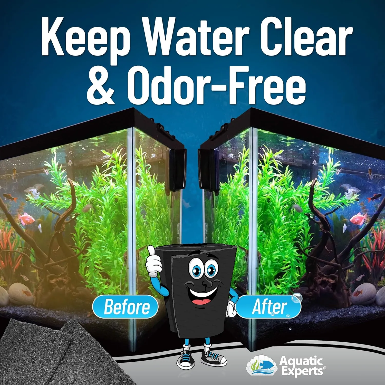 Aquarium Carbon Pad - Cut to Fit Carbon Infused Filter Pad Media for Crystal Clear Fish Tank and Ponds (10.5 Inch Width, 36 Inch Long)