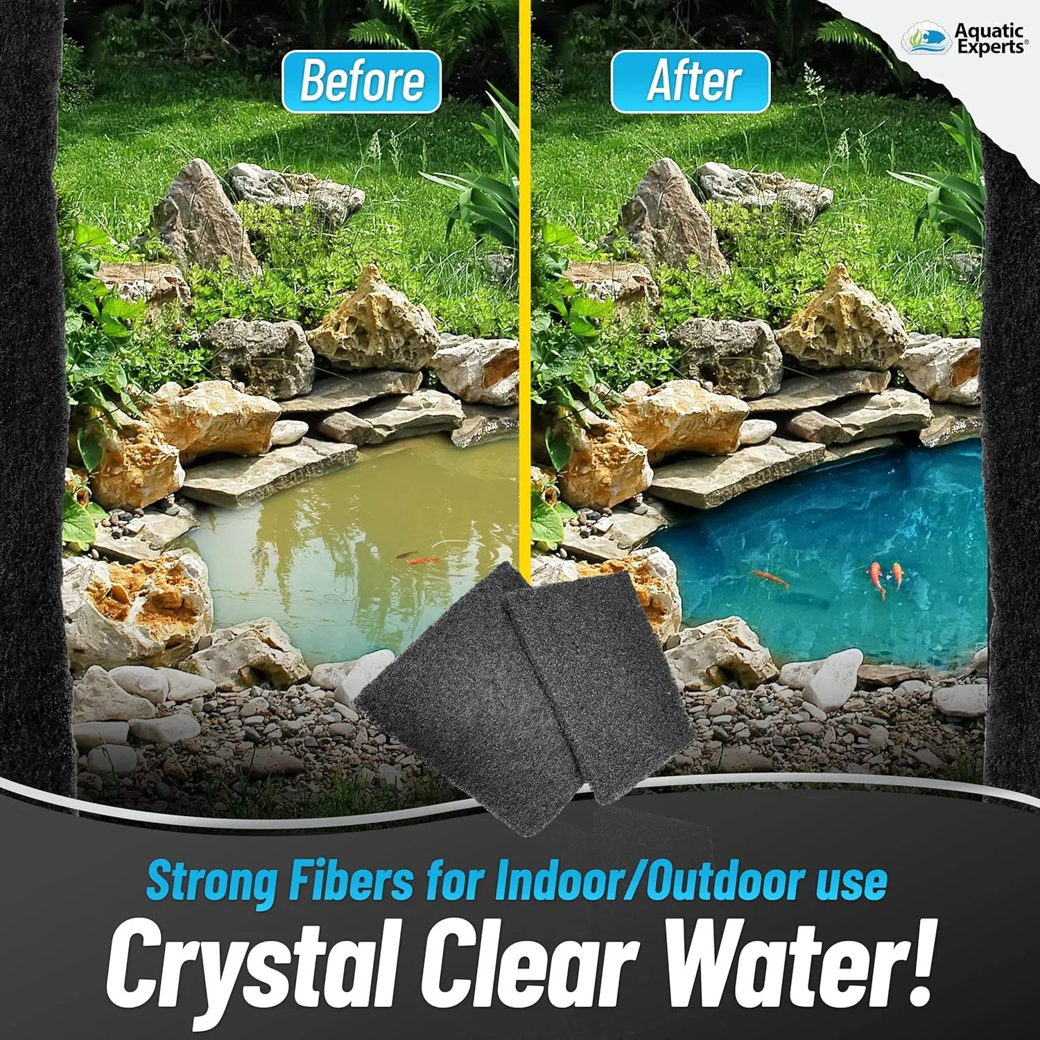 Aquarium Carbon Pad - Cut to Fit Carbon Infused Filter Pad Media for Crystal Clear Fish Tank and Ponds (10.5 Inch Width, 36 Inch Long)