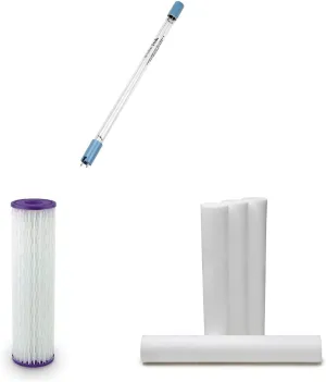 Aquasana UV Whole House Water Filter Replacement Lamp & EQ-PFC.35 Replacement Post Whole House Water Filter Systems, White & Replacement 20-inch Sediment Pre-Filters - 4 Count - EQ-304-20