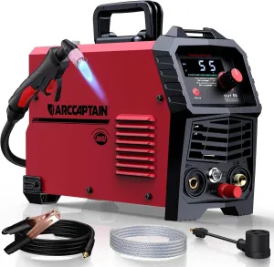 ARCCAPTAIN 55A Plasma Cutter, Large LED Display, Non-Touch Pilot ARC Plasma Cutting Machine, 110/220V Dual Voltage IGBT Inverter, 1/2" Clean Cut, Post Flow, 2T/4T, for Beginners DIY