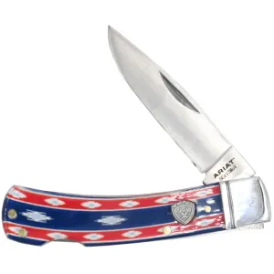 Ariat Large Red, White, and Blue Folding Pocket Knife