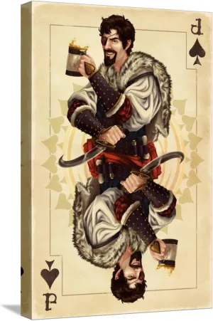 ART.COM Stretched Canvas Print Jack of Spades - Playing Card by Lantern Press, 12" x 18"