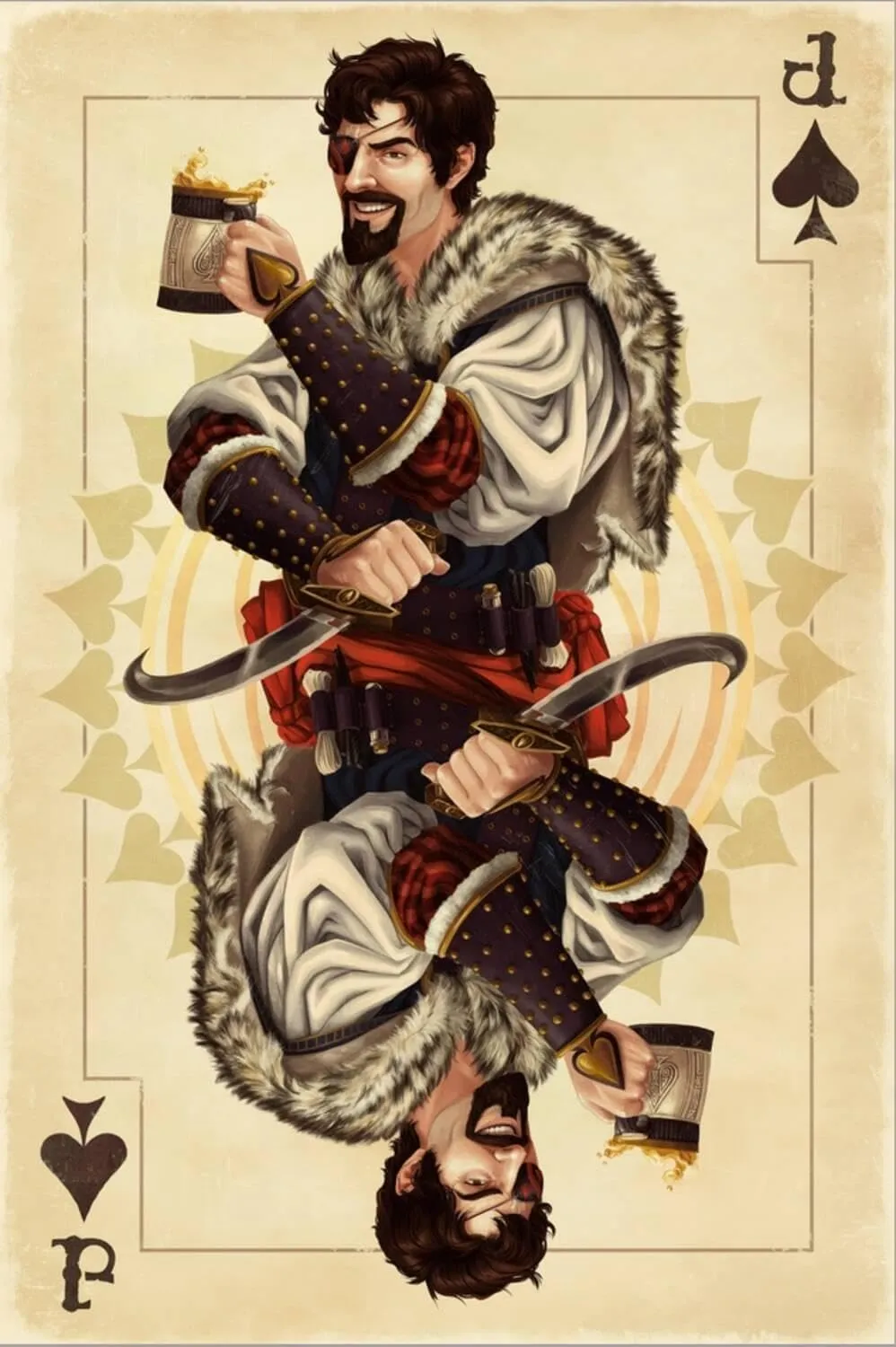 ART.COM Stretched Canvas Print Jack of Spades - Playing Card by Lantern Press, 12" x 18"