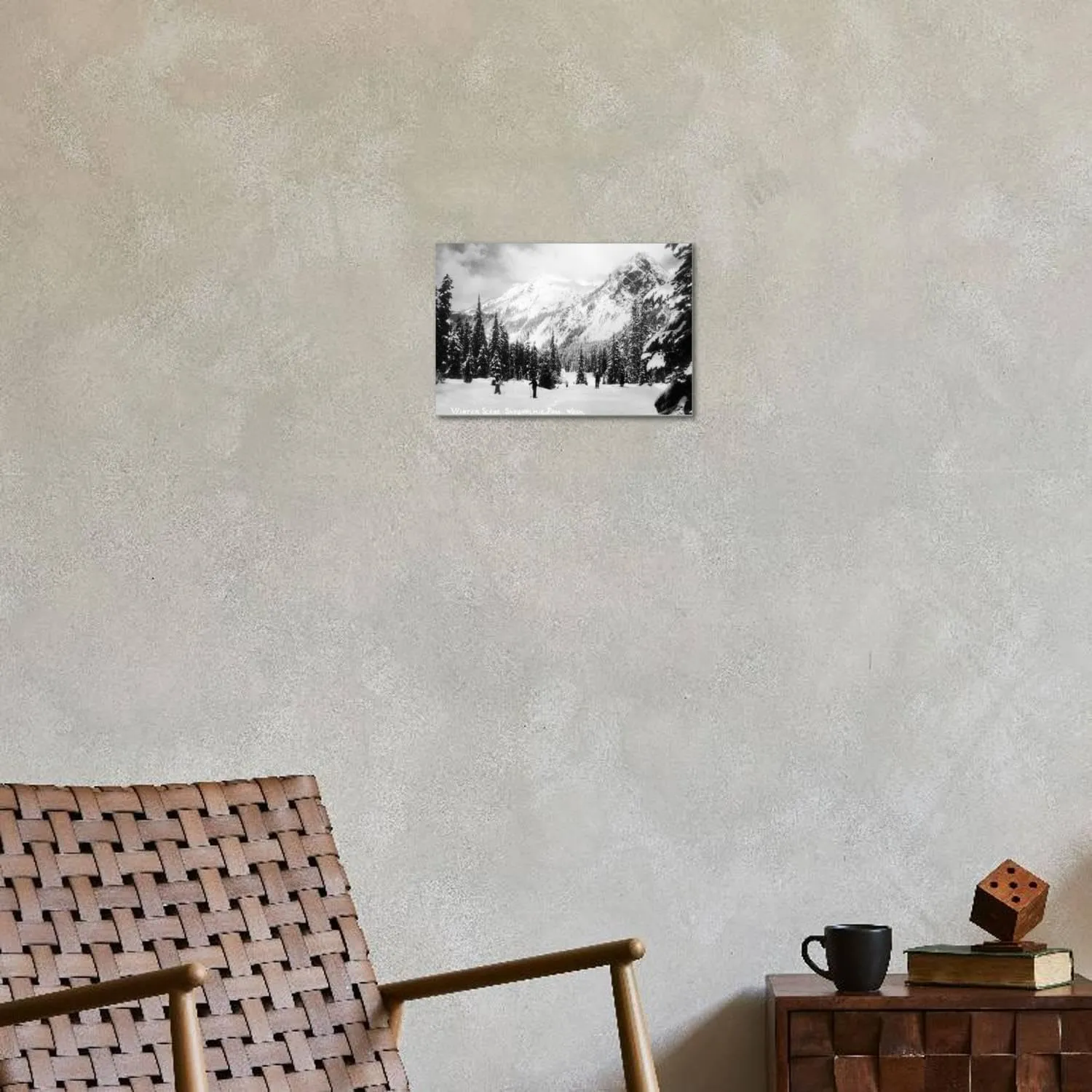 ART.COM Stretched Canvas Print Snoqualmie Pass, Washington, View of Skiers Skiing during the Winter by Mountain by Lantern Press, 18" x 12"
