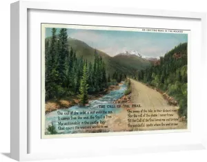 ART.COM Wall Art Print Colorado - Scenic Road in the Rocky Mountains, Poem on White Frame by Lantern Press, 22" x 16"