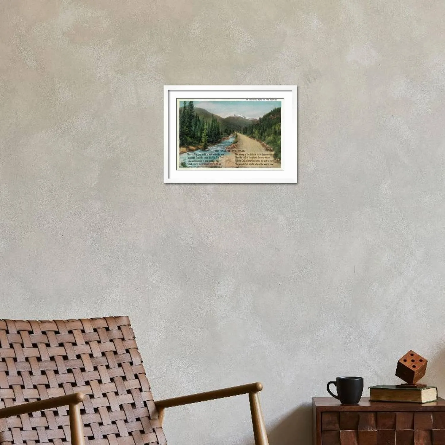 ART.COM Wall Art Print Colorado - Scenic Road in the Rocky Mountains, Poem on White Frame by Lantern Press, 22" x 16"