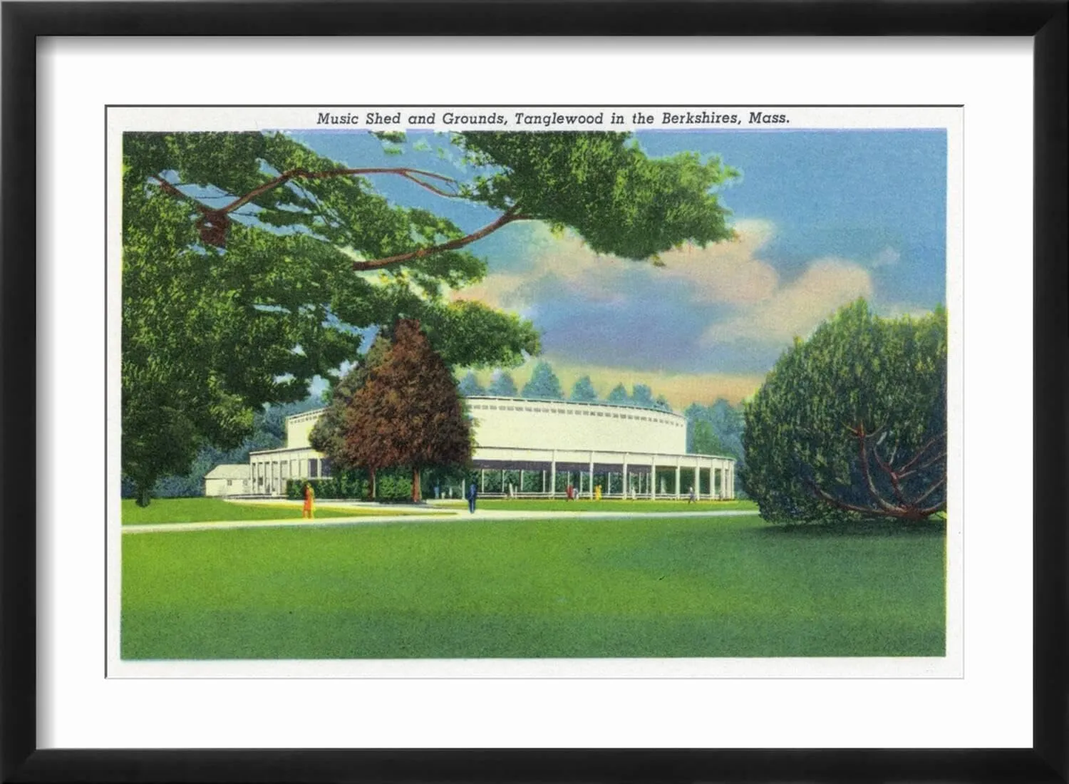 ART.COM Wall Art Print Lenox, Massachusetts - View of the Tanglewood Music Shed and Grounds on Black Frame by Lantern Press, 22" x 16"