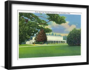 ART.COM Wall Art Print Lenox, Massachusetts - View of the Tanglewood Music Shed and Grounds on Black Frame by Lantern Press, 22" x 16"