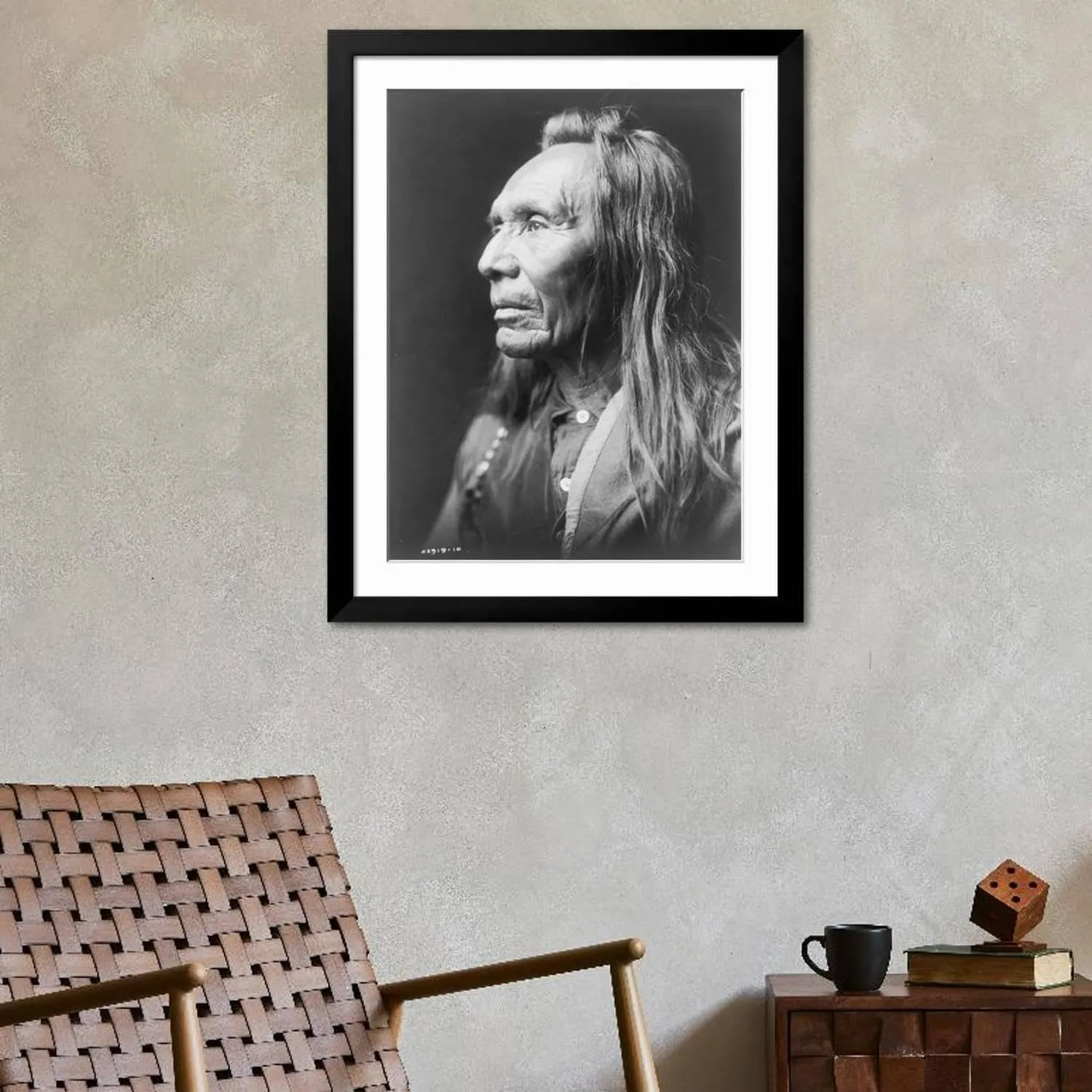 ART.COM Wall Art Print Three Eagles, Nez Perce Indian Curtis Photograph on Black Frame by Lantern Press, 32" x 40"