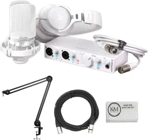 Arturia Minifuse Recording Pack | White Bundled with XLR Cable   Microphone Arm   Cleaning Cloth (4 Items)