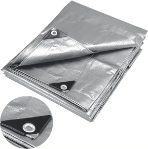 ATE Pro. USA - Super Heavy Duty Poly Silver Tarp - 16' x 30', All Purpose, Waterproof, Weather Protection, Coverage Tarp, Triple Layer, UV Blocking Protective Cover, Industrial Grade, 12 Mil