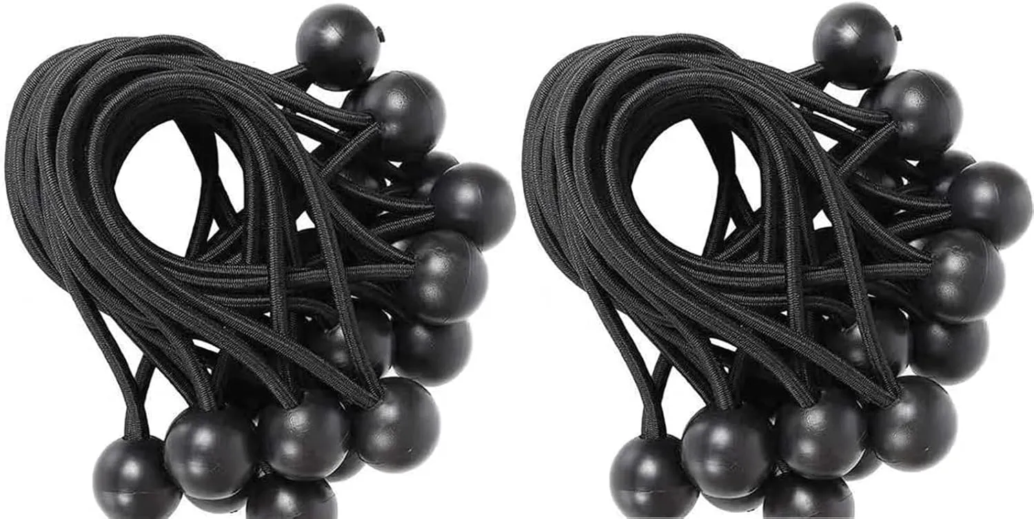 Ball Bungee Cords 6 Inch Bungee Cord with Balls, 100 PCS Heavy Duty Bungie Cord Balls Canopy Tarp Tie Down Bungee Balls for Camping, Shelter,Cargo, Tent Poles UV Resistant